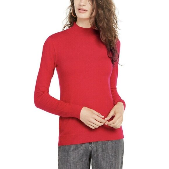 Planet Gold True Red Mock Neck Women Sweater Size - Picture 1 of 5